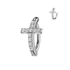 316L Surgical Steel White CZ Cross Hinged Clicker Belly Ring