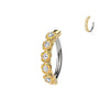 316L Surgical Steel Gold PVD White CZ Floral Hinged Clicker Belly Ring