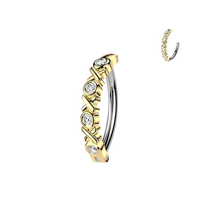 316L Surgical Steel Gold PVD White CZ 