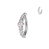 316L Surgical Steel White & Pink CZ Bezel Heart Hinged Clicker Belly Ring - Pierced Universe