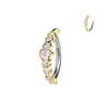 316L Surgical Steel Gold PVD White & Pink CZ Bezel Heart Hinged Clicker Belly Ring - Pierced Universe