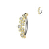 316L Surgical Steel Gold PVD White CZ Bezel Cluster Hinged Clicker Belly Ring - Pierced Universe