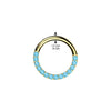 Implant Grade Titanium Gold PVD Aqua CZ Gems Pave Hinged Clicker Hoop