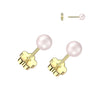 Pair of 316L Surgical Steel Gold PVD Pink Pearl Screw On Flat Back Earrings