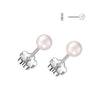 Pair of 316L Surgical Steel Pink Pearl Screw On Flat Back Earrings