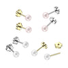 Pair of 316L Surgical Steel Pink Pearl Screw On Flat Back Earrings
