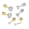 Pair of 316L Surgical Steel Gold PVD Push In Backing White CZ Stud Earrings