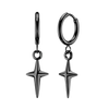 Pair of 316L Surgical Steel Black PVD Star Starburst Dangle Hinged Earring Hoops - Pierced Universe