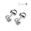 Pair of 316L Surgical Steel Heart Stud Earrings