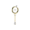 Pair of 316L Surgical Steel Gold PVD White CZ Long Teardrop Dangle Hinged Hoop Earrings