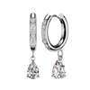 Pair of 316L Surgical Steel White CZ Teardrop Dangle Hinged Hoop Earrings - Pierced Universe