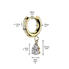 Pair of 316L Surgical Steel Gold PVD White CZ Teardrop Dangle Hinged Hoop Earrings - Pierced Universe