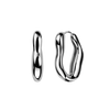 Pair of 316L Surgical Steel Wavy Design Oval Hoop Earrings