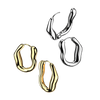 Pair of 316L Surgical Steel Wavy Design Oval Hoop Earrings