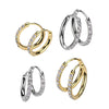 Pair of 316L Surgical Steel White CZ Dainty Hoop Earrings