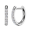 Pair of 316L Surgical Steel White CZ Pave Gems D Shape Hinged Hoop Earrings