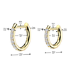 Pair of 316L Surgical Steel White CZ Pave Gems D Shape Hinged Hoop Earrings