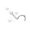 Implant Grade Titanium Gold PVD Corkscrew White Opal Nose Ring Stud - Pierced Universe