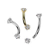 Implant Grade Titanium White CZ Star Shaped Internally Threaded Curved Barbell