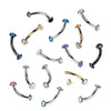 Implant Grade Titanium Aurora Borealis CZ Bezel Internally Threaded Curved Barbell