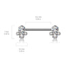 Implant Grade Titanium Internally Threaded Aurora Borealis CZ Cluster Nipple Ring Straight Barbell