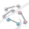 Implant Grade Titanium Internally Threaded Aurora Borealis CZ Cluster Nipple Ring Straight Barbell