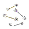 Implant Grade Titanium Gold PVD White CZ Internally Threaded Straight Barbell Nipple Ring - Pierced Universe