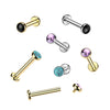 Implant Grade Titanium Gold PVD Turquoise Bezel Internally Threaded Flat Back Labret - Pierced Universe