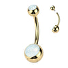 Implant Grade Titanium Gold PVD White Opal Internally Threaded Belly Ring