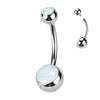 Implant Grade Titanium White Opal Internally Threaded Belly Ring