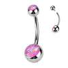 Implant Grade Titanium Pink Opal Internally Threaded Belly Ring