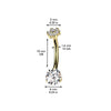 Implant Grade Titanium Gold PVD White CZ Internally Threaded Flower Top Belly Ring - Pierced Universe