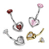 Implant Grade Titanium Pink CZ Heart Shaped Belly Ring