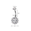 Implant Grade Titanium White CZ Pink Large Flower Internally Threaded Belly Ring