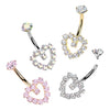 Implant Grade Titanium White CZ Gem Heart Internally Threaded Belly Ring