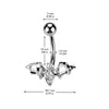 Implant Grade Titanium Black PVD Red CZ Internally Threaded Flying Bat Non Dangle Belly Ring