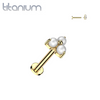 Implant Grade Titanium Gold PVD White Pearl Trillium Internally Threaded Flat Back Labret