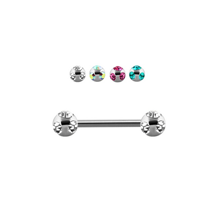 316L Surgical Steel Multi CZ Ball Straight Barbell Nipple Ring - Pierced Universe