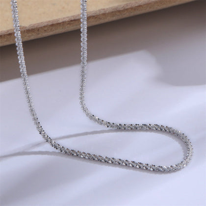 Stainless Steel Glitter Chain Link Necklace - Pierced Universe