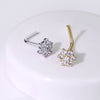 14KT Solid Gold L Shape Flower CZ Nose Ring Stud - Pierced Universe