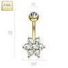 14KT Solid White Gold Flower White CZ Belly Ring - Pierced Universe