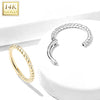 14KT Solid White Gold Twisted Rope Braided Segment Hinged Clicker Hoop - Pierced Universe