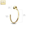 14KT Solid Yellow Gold Ball Nose Hoop Ring - Pierced Universe