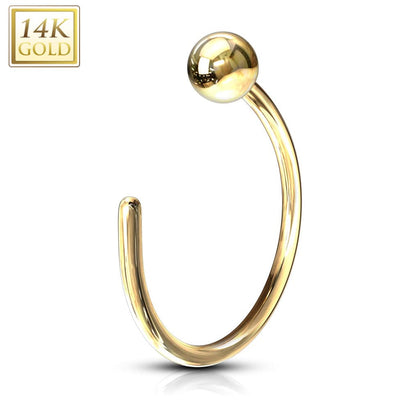 14KT Solid Yellow Gold Ball Nose Hoop Ring - Pierced Universe