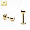 14KT Solid Yellow Gold Ear Cartilage Tragus Labret CZ Stud - Pierced Universe