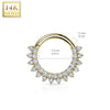 14KT White Gold Double Layer Pave White CZ Hinged Septum Clicker Hoop - Pierced Universe