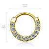 14KT Yellow Gold Hinged White CZ Septum Ring Hoop