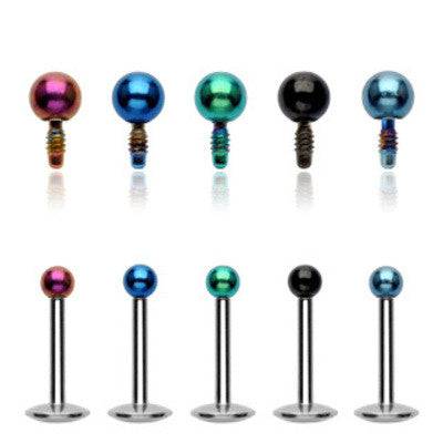 16ga Surgical Steel Internally Threaded Extra Small Ball Flat Back Labret Monroe - Pierced Universe