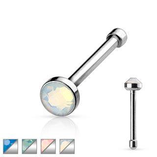 20ga 316L Surgical Steel Opalite Stone Ball End Nose Bone Stud - Pierced Universe