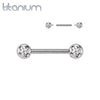 Titanium Internally Threaded White CZ Ball Gem Nipple Ring